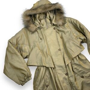 80's shimmering iridescent gold hooded batwing parka by TAMPA